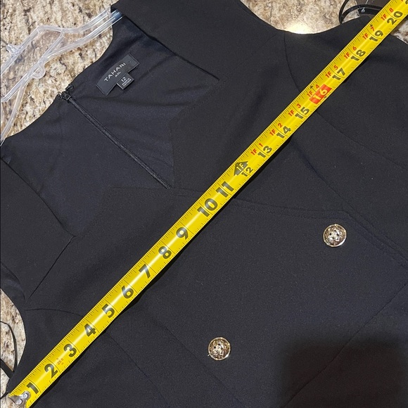 Tahari ASL Black Mini Dress with Silver Buttons - Picture 13 of 14